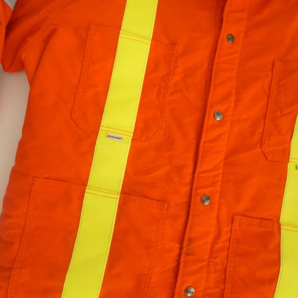 AGO Flame Resistant Endura Ultra Soft Orange Canvas Reflective Button Up Jacket - Picture 8 of 15